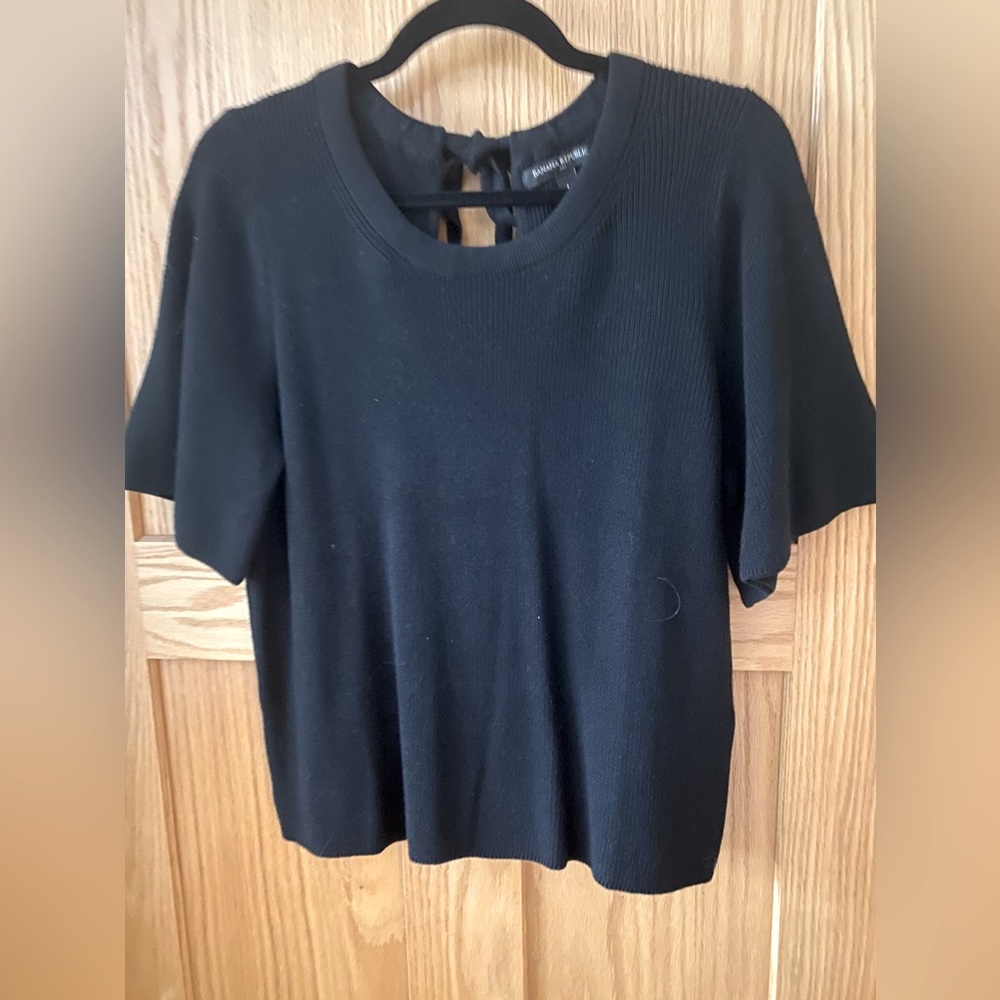 Banana Republic Black short sleeved sweater, L. Cotton. Back Tie opening . NWOT